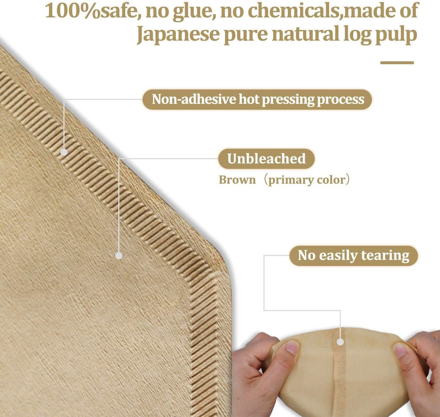 #4 Cone Coffee Filter 8-12 Cup, 200 Count Unbleached Natural Paper, No Blowout, Disposable for Pour Over and Drip Coffee Maker