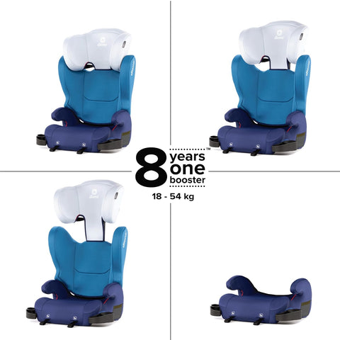 Diono Cambria 2 XL, Dual Latch Connectors, 2-in-1 Belt Positioning Booster Seat, High-Back to Backless Booster, Space and Room to Grow, 7 Headrest Positions, 8 Years 1 Booster Seat, Blue