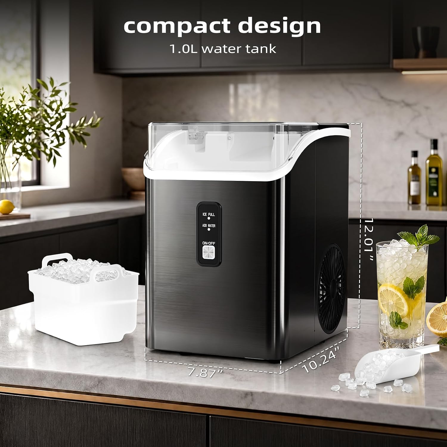 Antarctic Star Nugget Ice Maker Countertop, 35Lbs/24H, Pebble Ice Makers