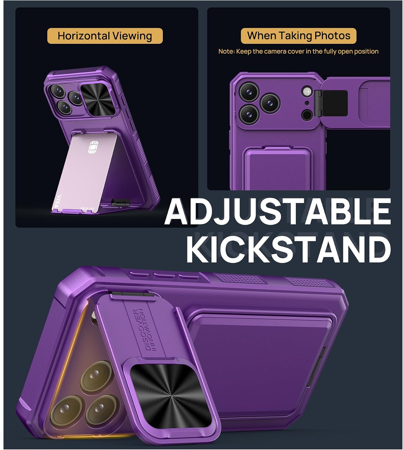 SSLOTSCASE for iPhone 17 Pro Max Case with Card Holder, Dark Purple