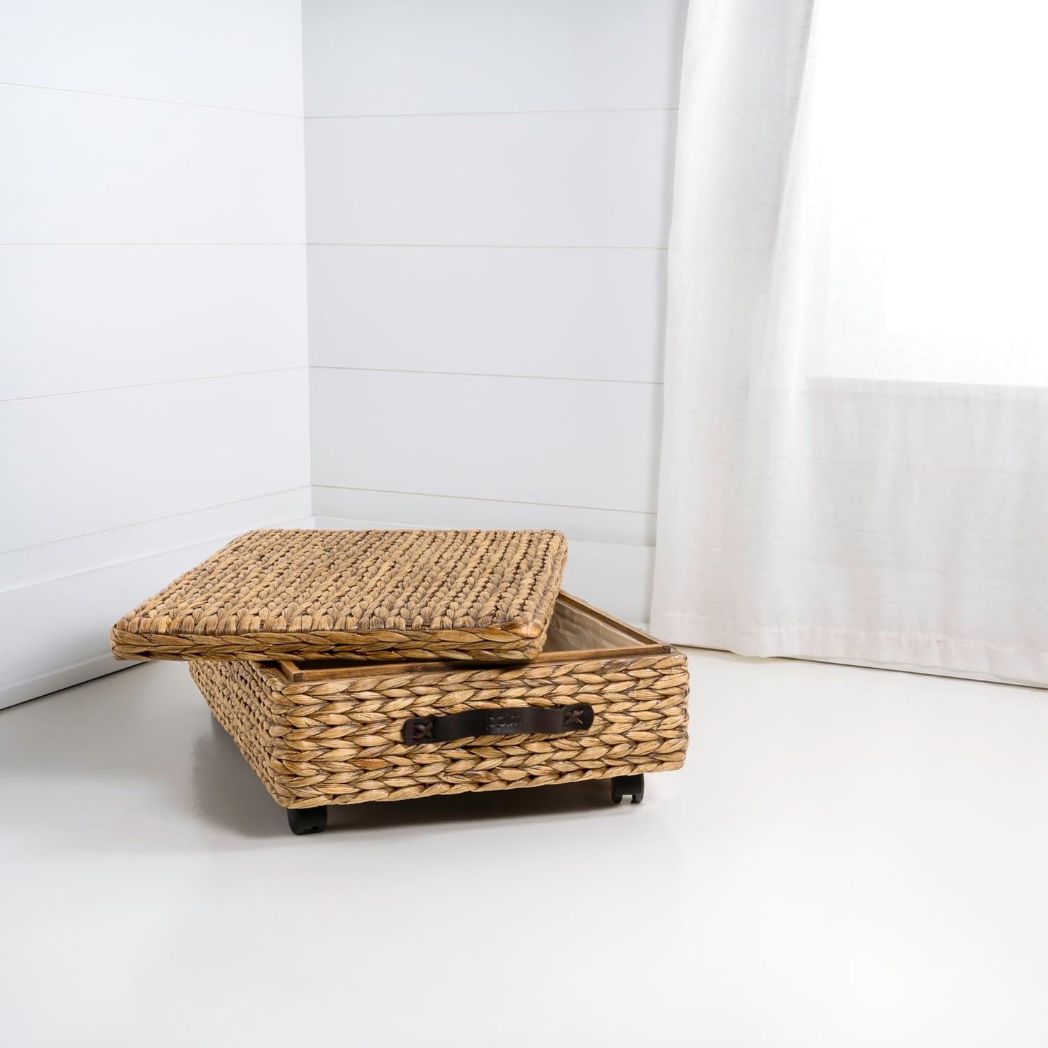 happimess Chett Underbed Storage Bin Wheels 26", Natural