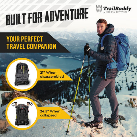 TrailBuddy Trekking Poles – Lightweight 7075 Aluminum Hiking Poles for Women, Men & Seniors – Collapsible Walking Sticks for Travel, Trails & Balance