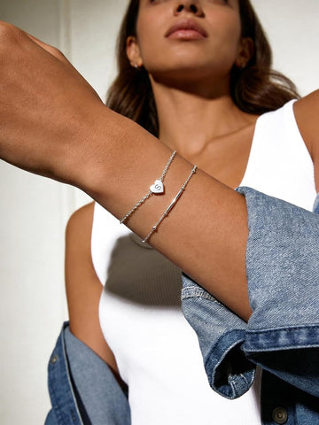 Silvora Initial Bracelets for Women Sterling Silver Heart Bracelet Personalized Hypoallergenic 925 Silver Bracelet Cute Dainty Charm Womens Trendy Jewelry Hypoallergenic