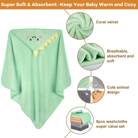 12 PCS Baby Bath Towels Set, Baby Towels for Newborn Bath Essentials