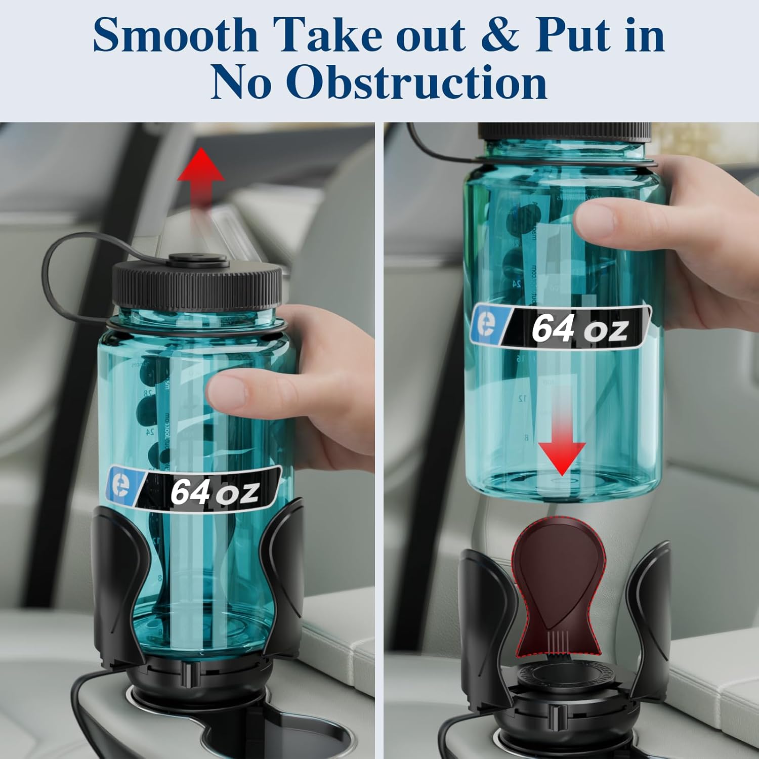 Car Cup Holder Expander, Cup Holder Extender Adapter with Expandable Arm and Adjustable Base, Compatible with Yeti Ramblers, Hydro Flasks, Stanley, Owala Most Coffee Mugs Bottles & Cups (CUP-2pack)