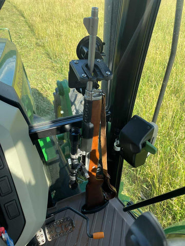 The Gun Grabber Tractor Gun Rack Mounts to Your Tractor Windshield with Extra Insert