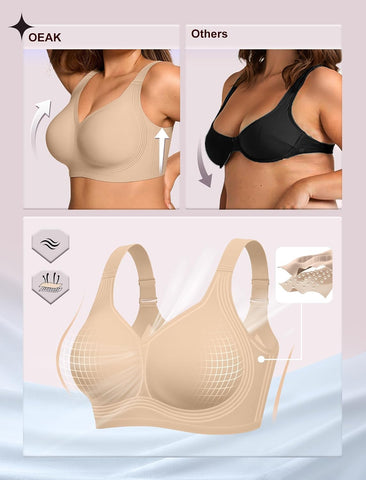 OEAK Womens Wireless Jelly Bras Plus Size Support Push Up Comfortable Bra