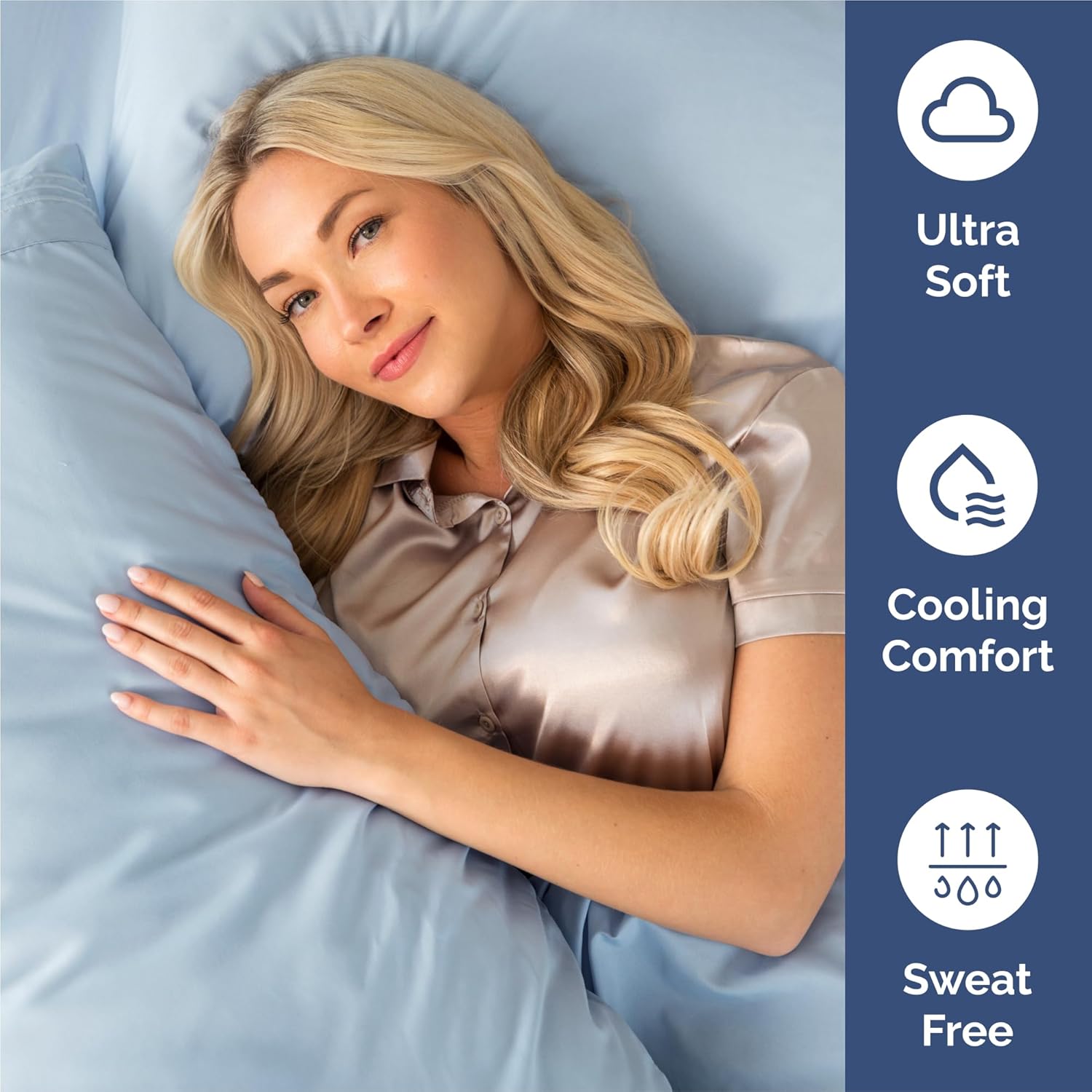 King Size 4 Piece Sheet Set - Comfy Breathable & Cooling Sheets - Sky Blue