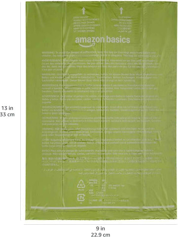 Amazon Basics Dog Poop Bags, 120 Count, Enhanced for Guaranteed Leakproof, Unscented, Green