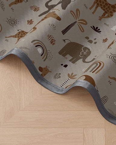 Blissful Diary Baby Splat Mat for Under High Chair, 50.4 x 50.4 Inch Wipeable Splash Mat, Waterproof and Washable, Anti-Slip Floor Protector, Elephant&Giraffe