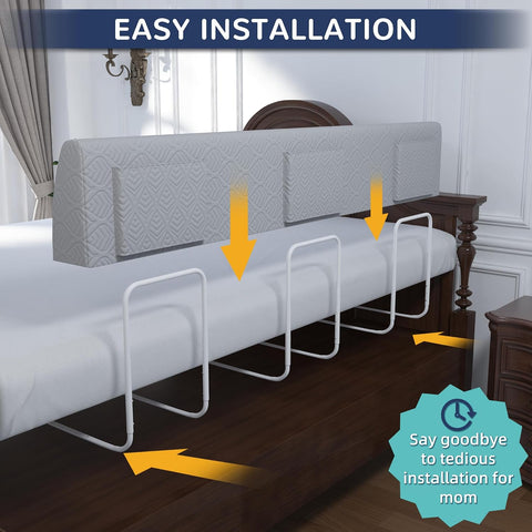 FigTime Bed Bumper for Toddlers, Foam Bed Rail for Toddlers, Toddler Bed Rail Bumper, Soft Safety Bed Guard Rail for Kids, Bed Side Rail for Twin, Full, Queen & King Beds (Grey, 51", 3-Bracket)