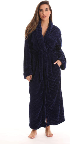 Just Love Velour Kimono Robe Hooded Bath Robes for Women Maxi Length