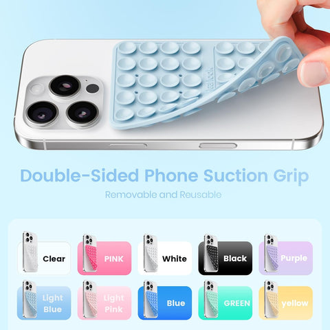 Klearlook Silicone Double Sided Suction Cup Phone Case Mount, Baby Blue