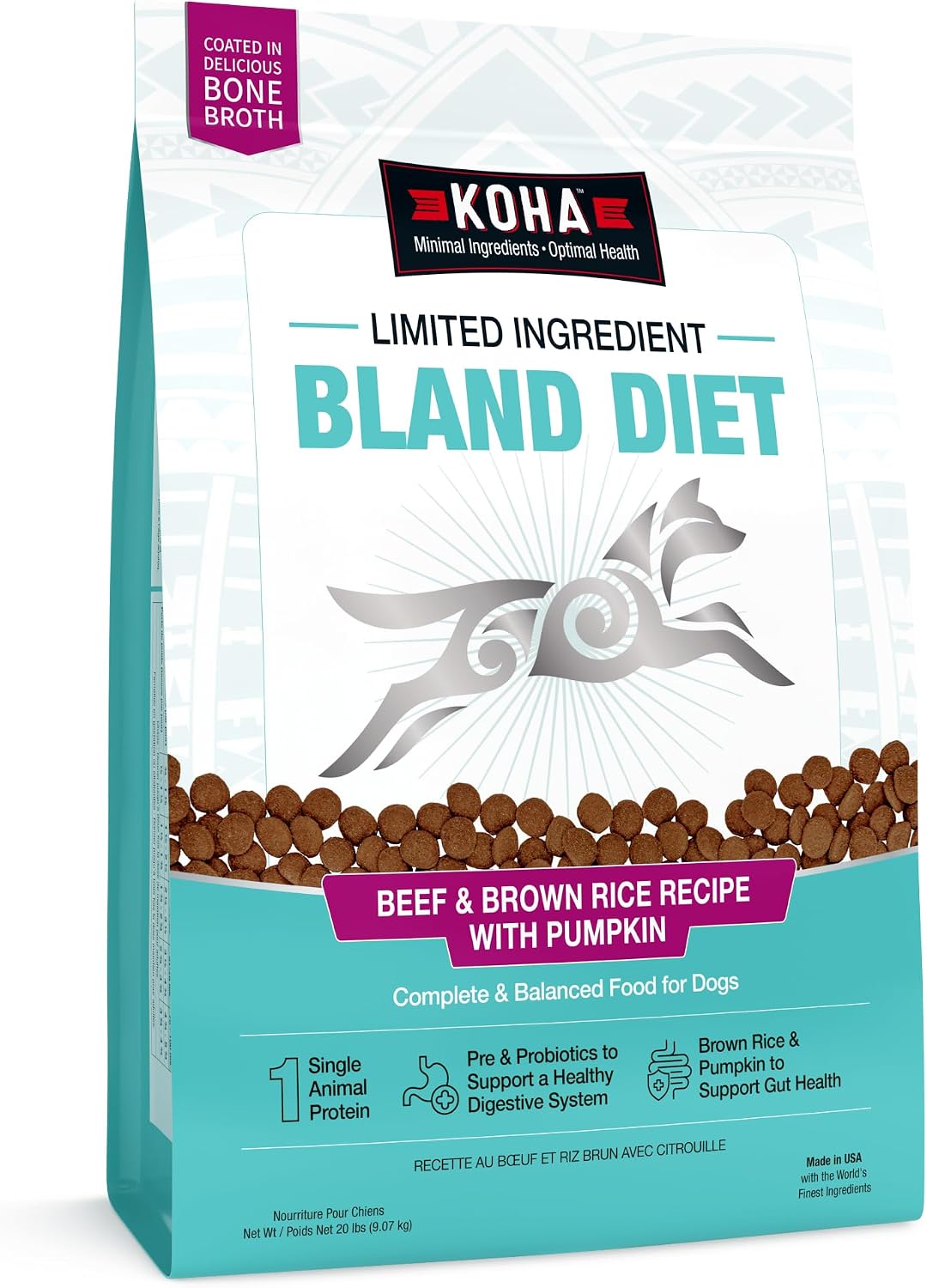 KOHA Limited Ingredient Bland Diet for Dogs, Beef & Brown Rice, 20lb
