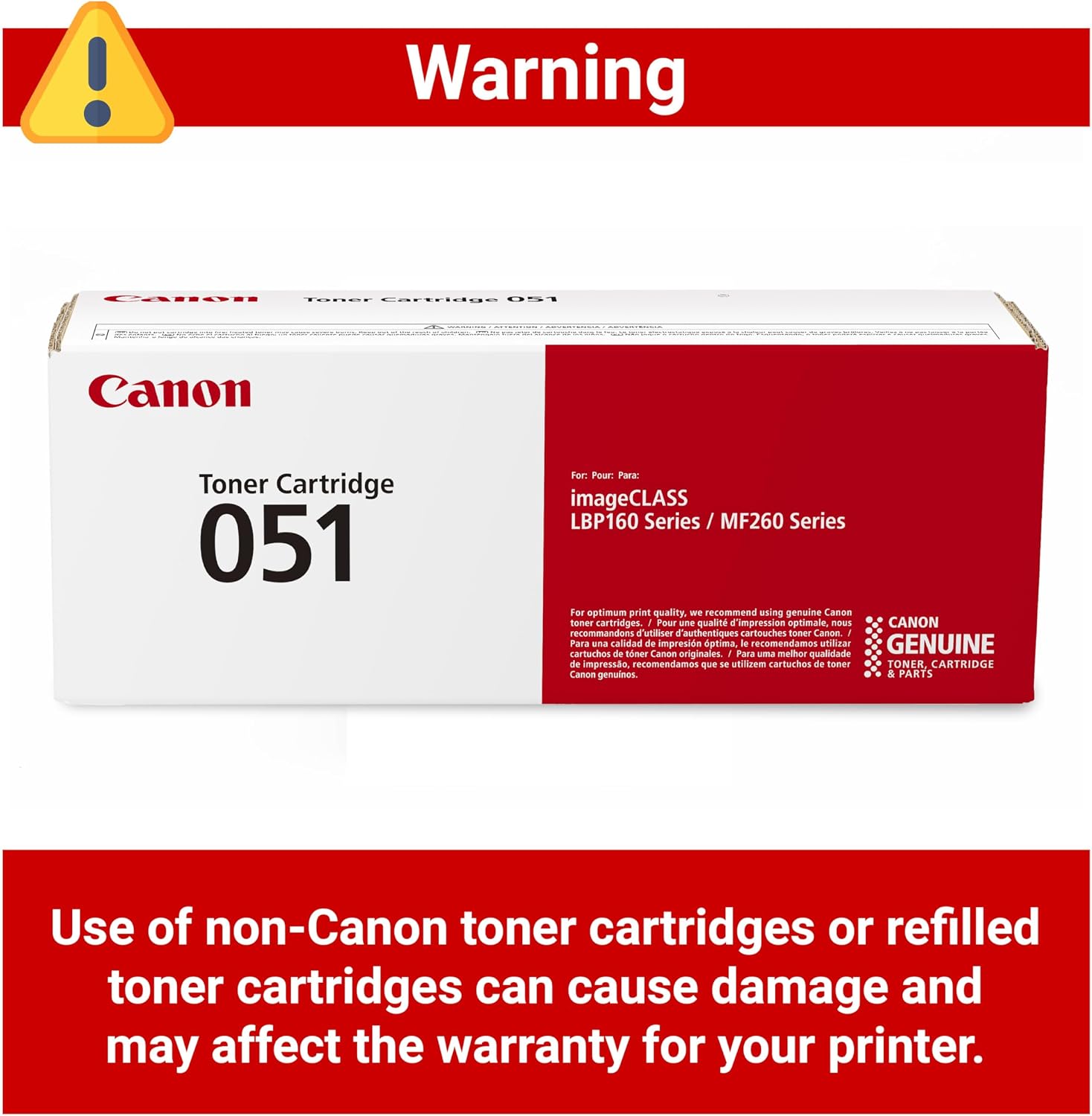 Canon Genuine 051 Black Toner Cartridge Compatible with LBP162dw, MF264dw, MF267dw, MF269dw, MF269dw VP