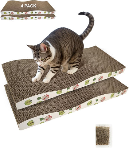 TIMHAKA 4 Pack Cat Scratching Board, Double-Sided Usability, with Catnip