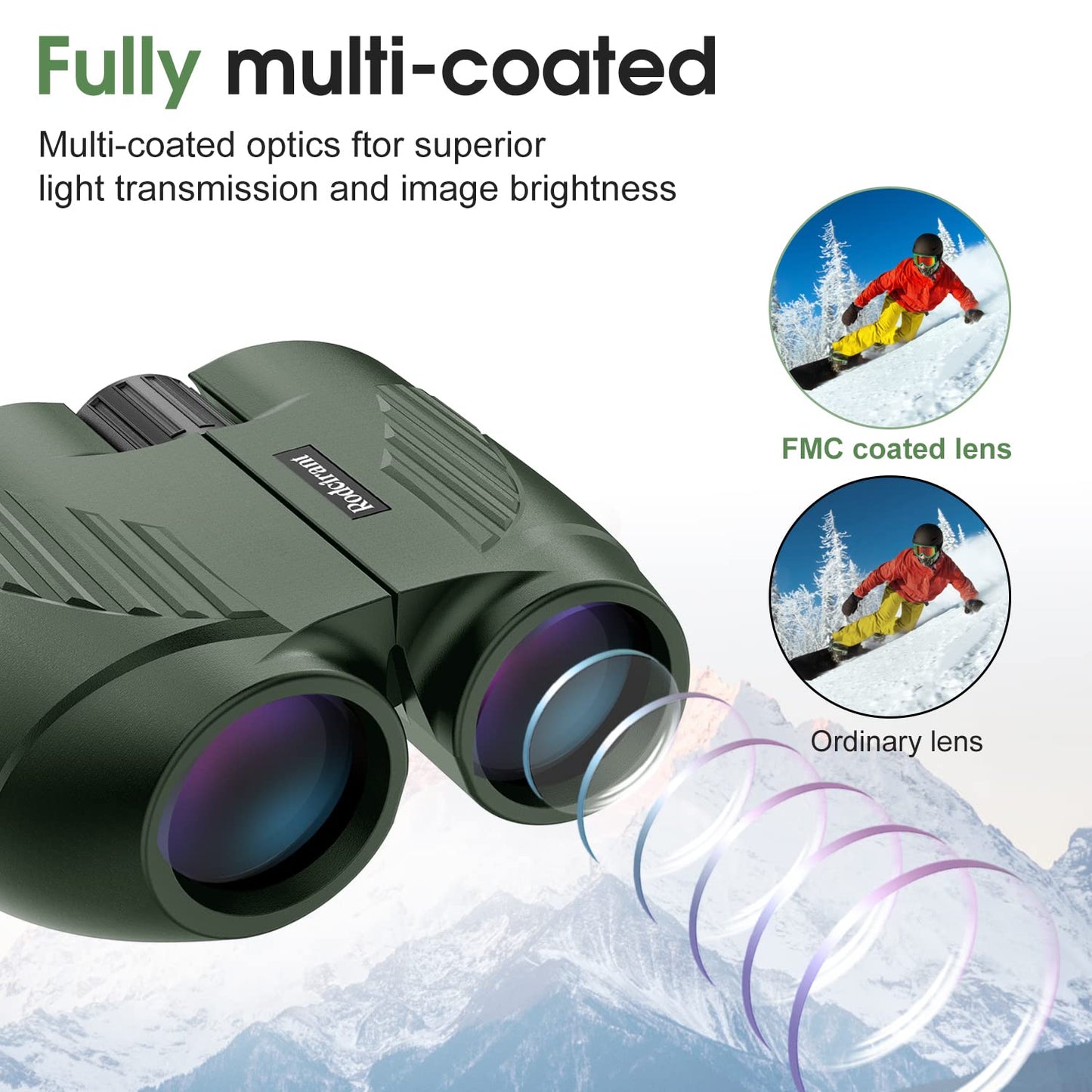 20X25 Compact Binoculars for Adults and Kids,Large Eyepiece Waterproof Binocular，Easy Focus Small Binoculars for Bird Watching,Hiking and Concert, Green