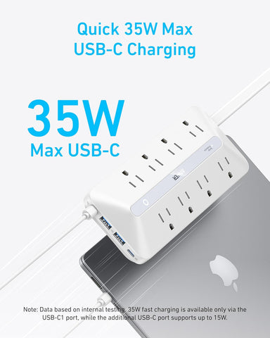 Anker Power Strip, 900J Surge Protector, 35W Max