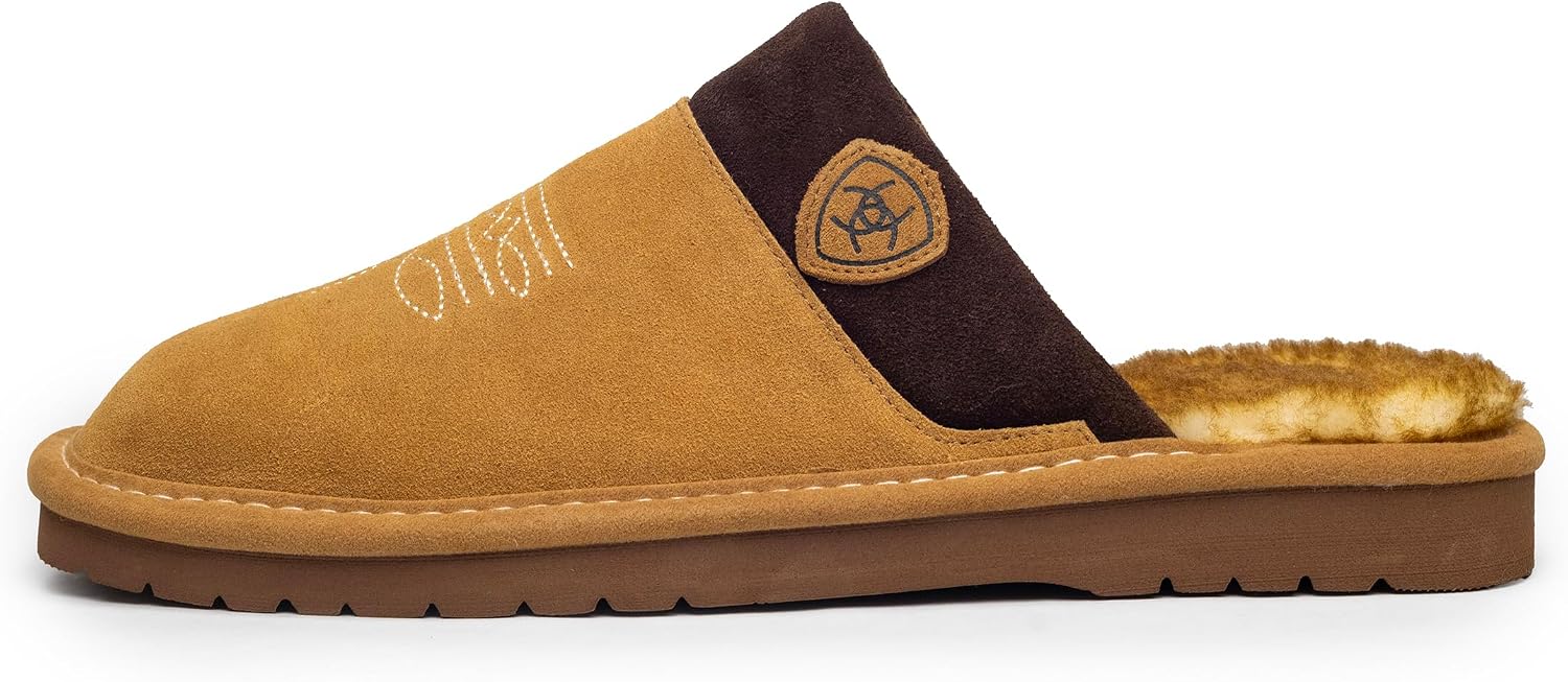 ARIAT Silversmith Men's Suede Slippers, Square Toe Slip-On