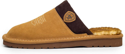 ARIAT Silversmith Men's Suede Slippers, Square Toe Slip-On