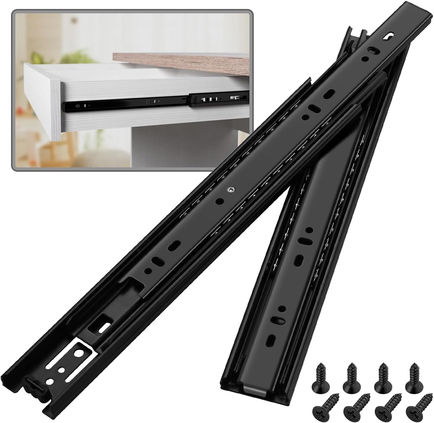 5 Pairs Full Extension Drawer Slides 20 inch Side Mount Rails