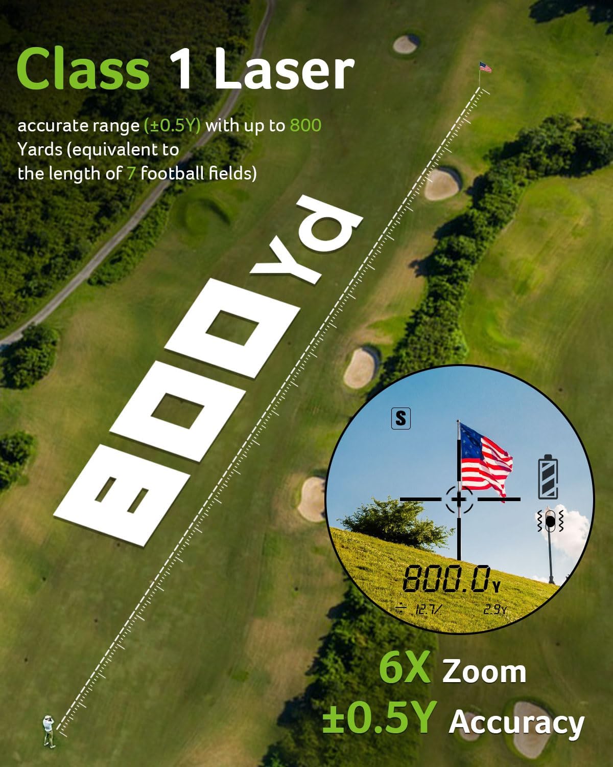 Acer Gadget Golf Rangefinder with Slope On/Off, 800/1200Yards, Golf Gifts