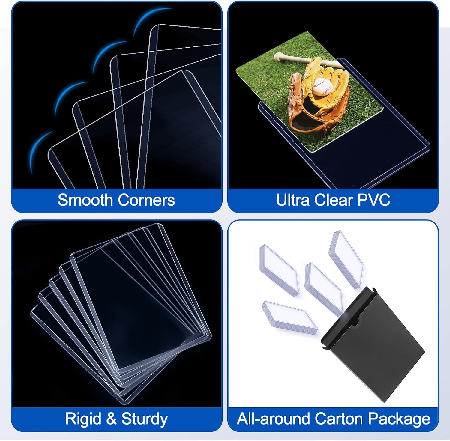 Sooez 32 Card Sleeves Hard Plastic Card Holder for Trading Card 3"x4", 35PT