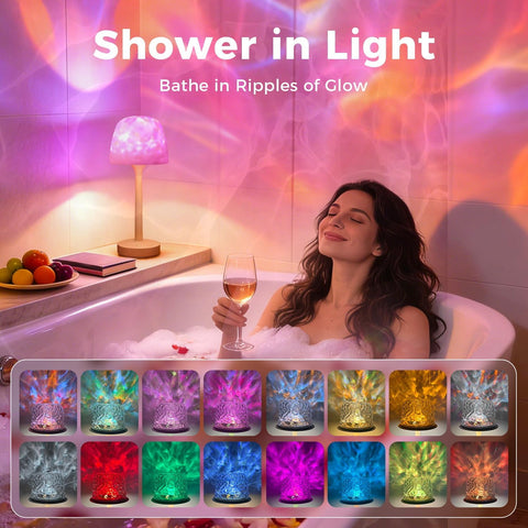 Waterproof Shower Lamp Rechargeable LED Ocean Projector Outdoor Table Lamps