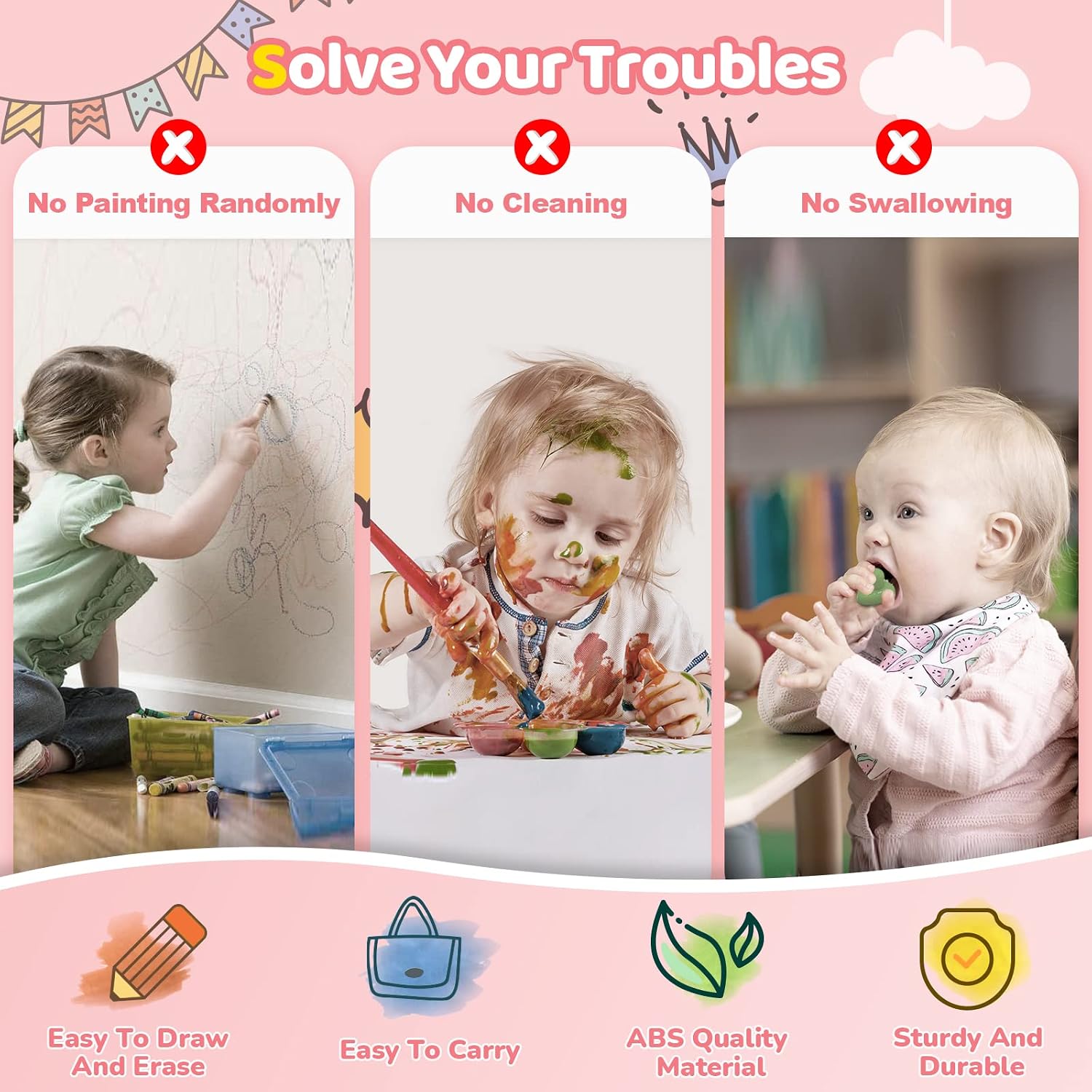 Kikidex Magnetic Drawing Board, Toddler Girl Toys for 1-3 Year Old, Doodle Board Pad Learning and Educational Toys for 1 2 3 Year Old Baby Kids Birthday Gift (Soft Pink)