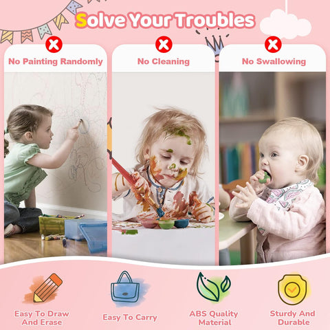 Kikidex Magnetic Drawing Board, Toddler Girl Toys for 1-3 Year Old, Doodle Board Pad Learning and Educational Toys for 1 2 3 Year Old Baby Kids Birthday Gift (Soft Pink)