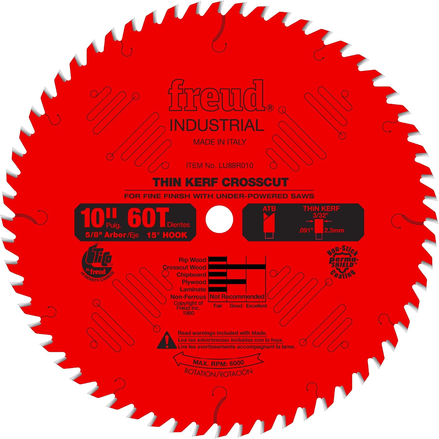 Freud LU88R010: 10" Thin Kerf Fine Finish Crosscut Blade