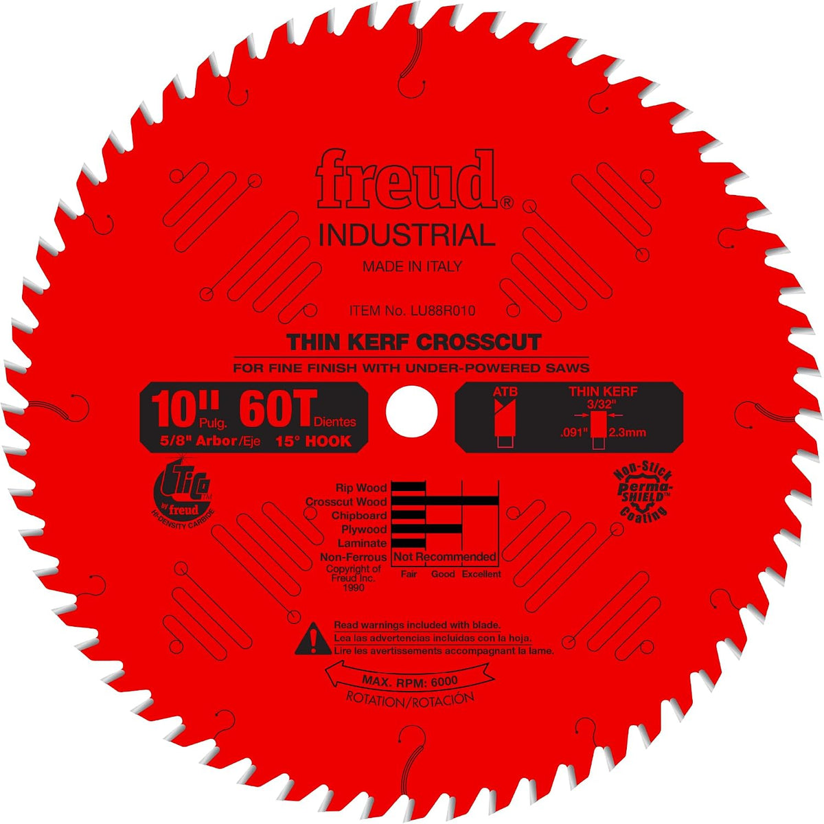 Freud LU88R010: 10" Thin Kerf Fine Finish Crosscut Blade