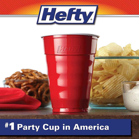 Hefty Easy Grip Disposable Plastic Cold Cups, Red, 18 Ounce (50 Count (Pack of 3)) | 18 Oz Red Cups for Parties, Tailgates, Birthdays, Holidays, and More, Contoured Shape for Easy Gripping, Strong and Durable