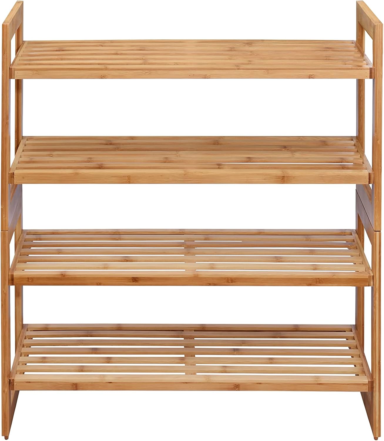 TRINITY Basics EcoStorage Stackable 2-Tier Bamboo Shoe Rack, 2-Pack