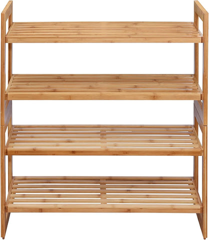 TRINITY Basics EcoStorage Stackable 2-Tier Bamboo Shoe Rack, 2-Pack