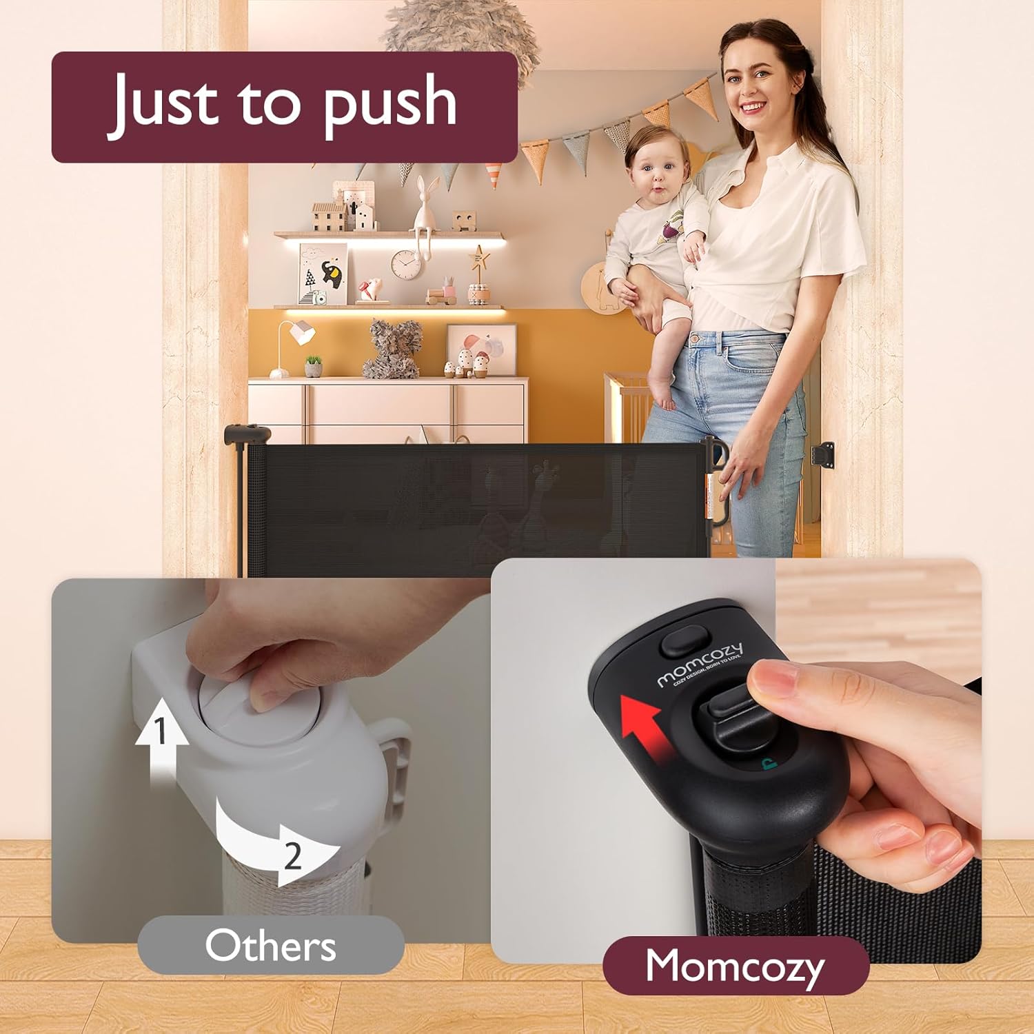 Momcozy Retractable Easy-to-Use Mesh Baby Gate