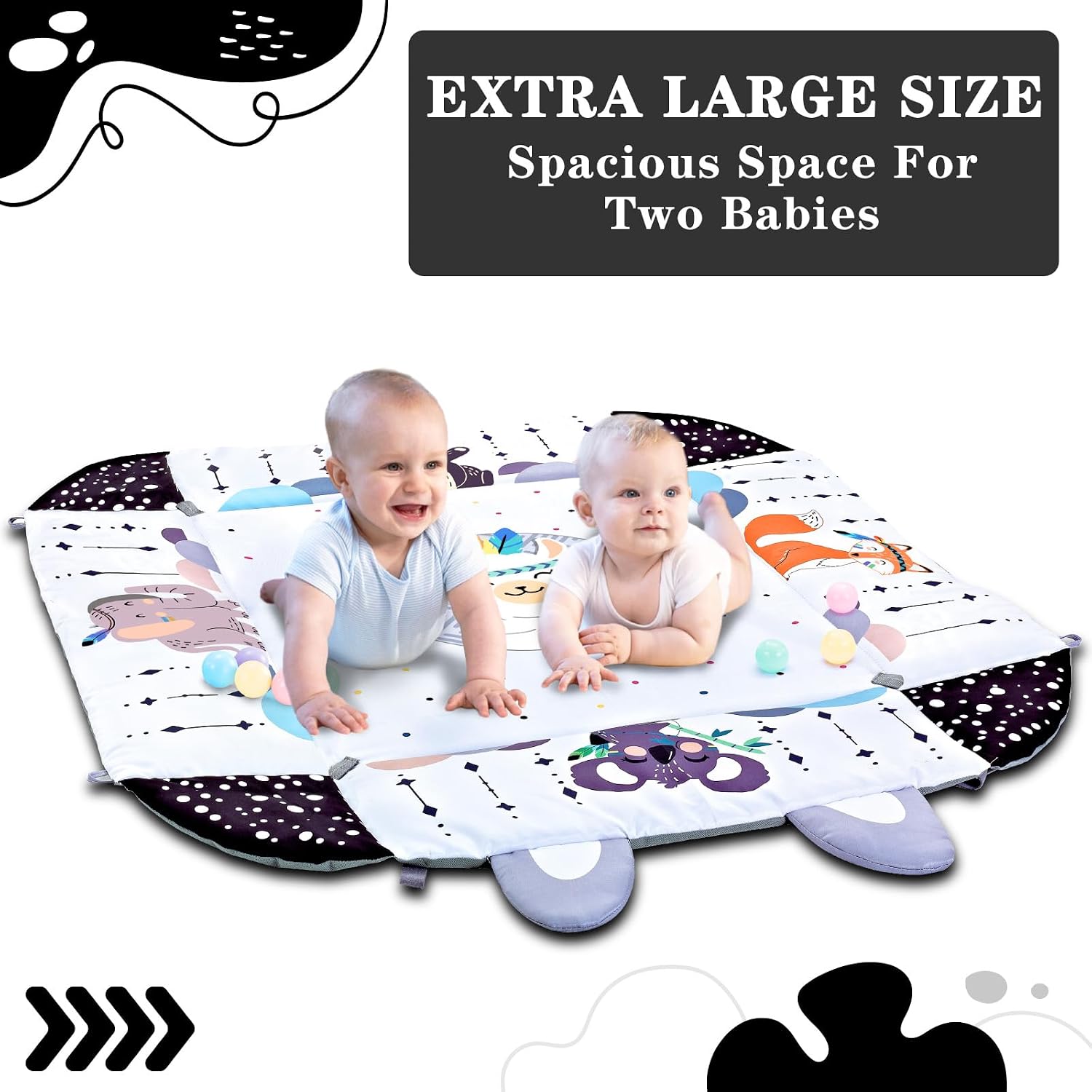 Baby Gym Play Mat, 8-in-1 Tummy Time Mat & Activity Gym, Washable Ball Pit, Infant Play Mat with Detachable Toys for Sensory Exploration and Motor Skill Development