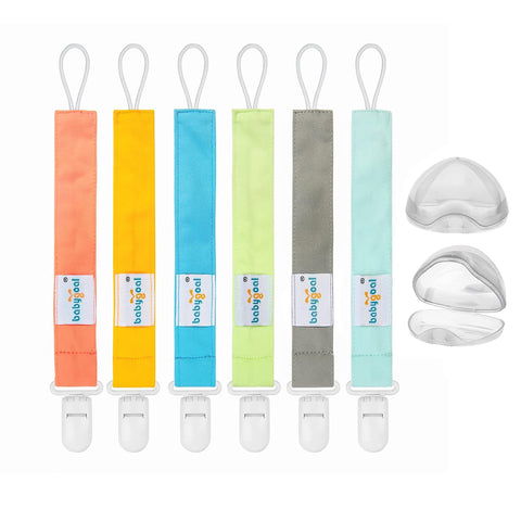 babygoal Neutral Pacifier Clips 6 Pack with Pacifier Cases