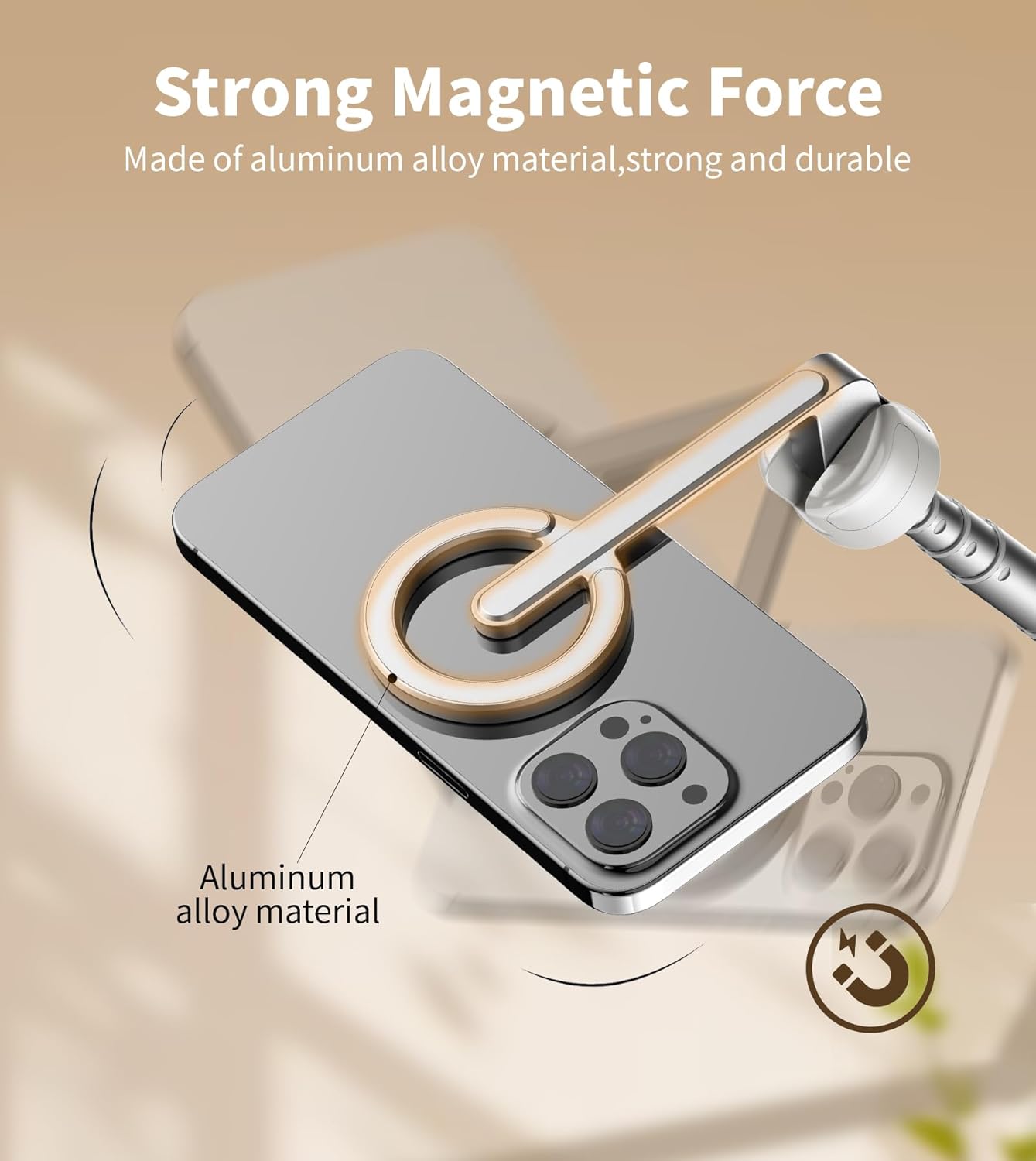 TONEOF 68" Magnetic Aluminum Phone Tripod Selfie Stick for iPhone & Android
