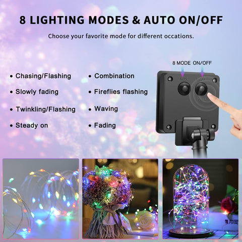 JMEXSUSS 4 Pack Solar Fairy Lights, Each 33ft 100 LED, Multicolored