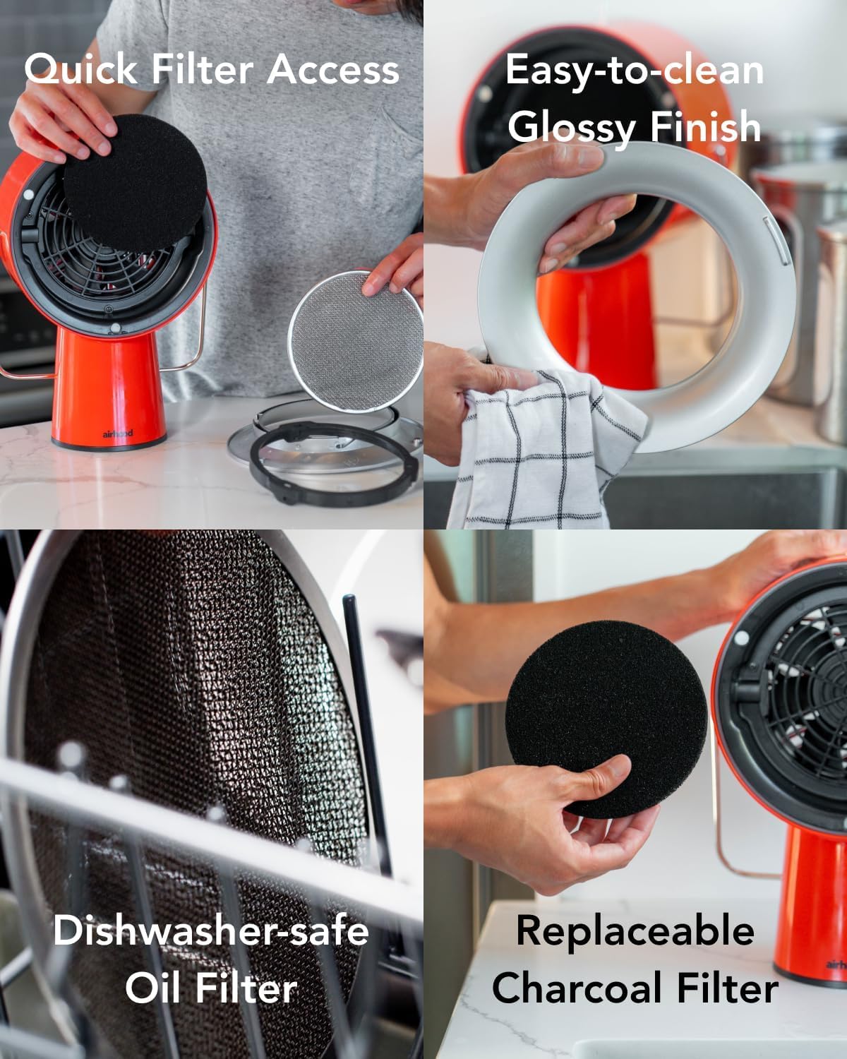 AirHood Wireless Range Hood Portable Kitchen Exhaust Fan, Cadmium Orange