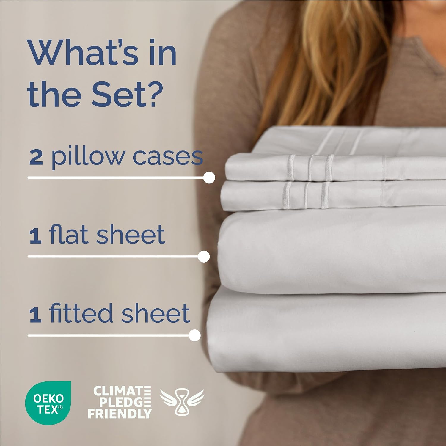 Full Size 4 Piece Sheet Set - Breathable & Cooling Sheets - French Grey