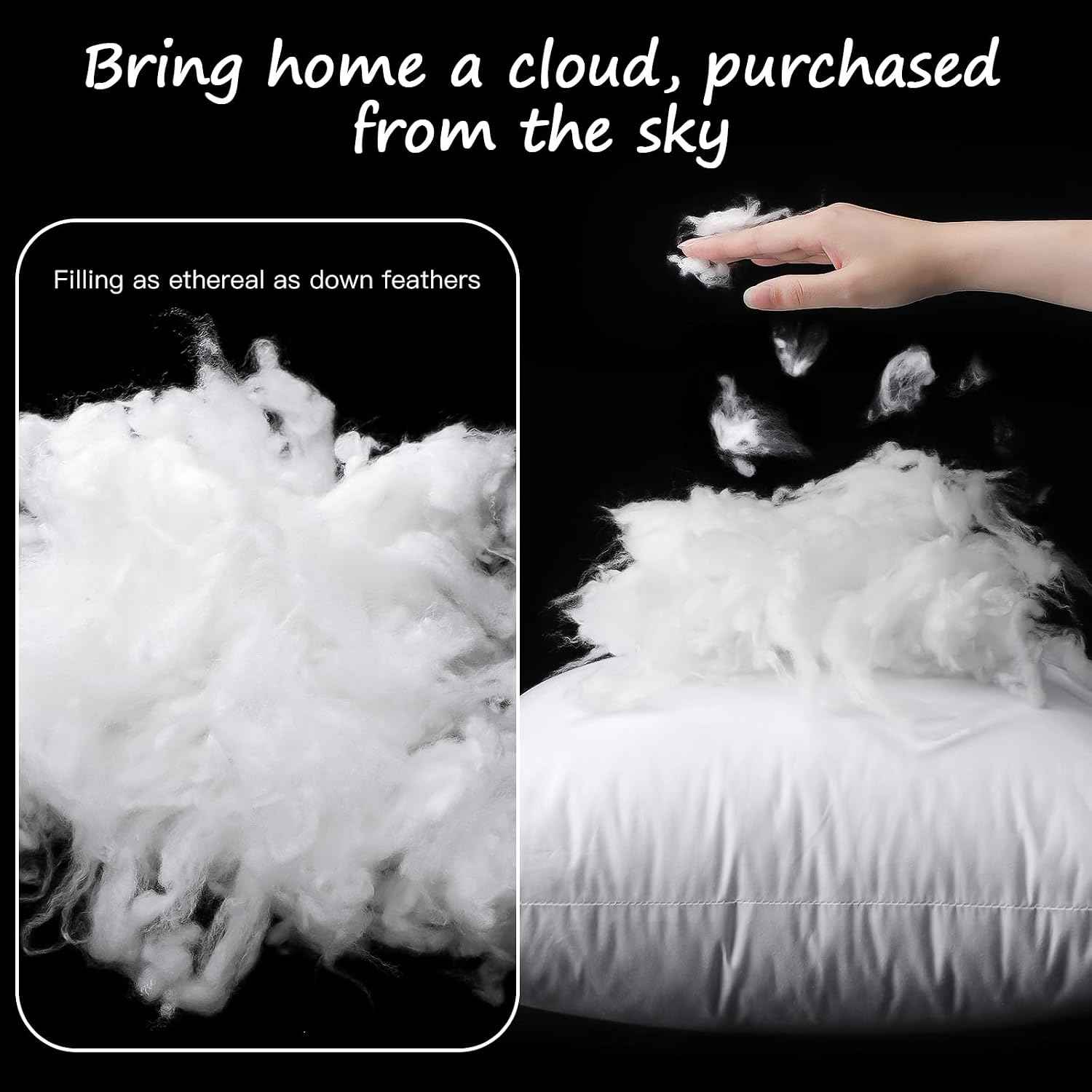 Artscope Synthetic Down Pillow Insert, 18x18 Down Alternative Throw Pillow Insert. Ultra Soft Fluffy Sleeping Pillow with 100% Cotton Cover, Decorative Pillows-White.