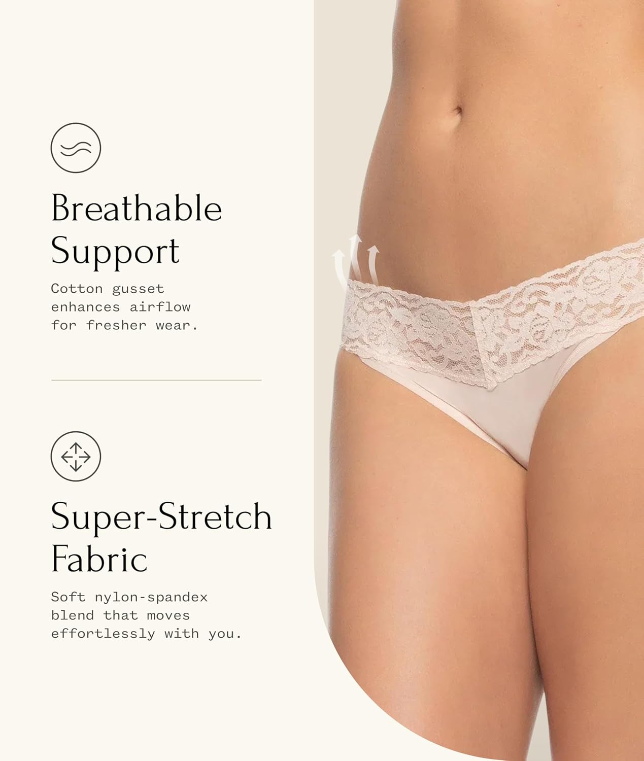 Felina Stretchy Lace Trimmed Bikini Underwear - Sexy Underwear for Women, Bikini Panties, Seamless Panties (5-Pack)