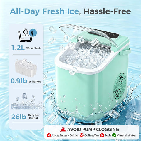 Ice Maker Countertop, Ice Machine with Portable Carry Handle