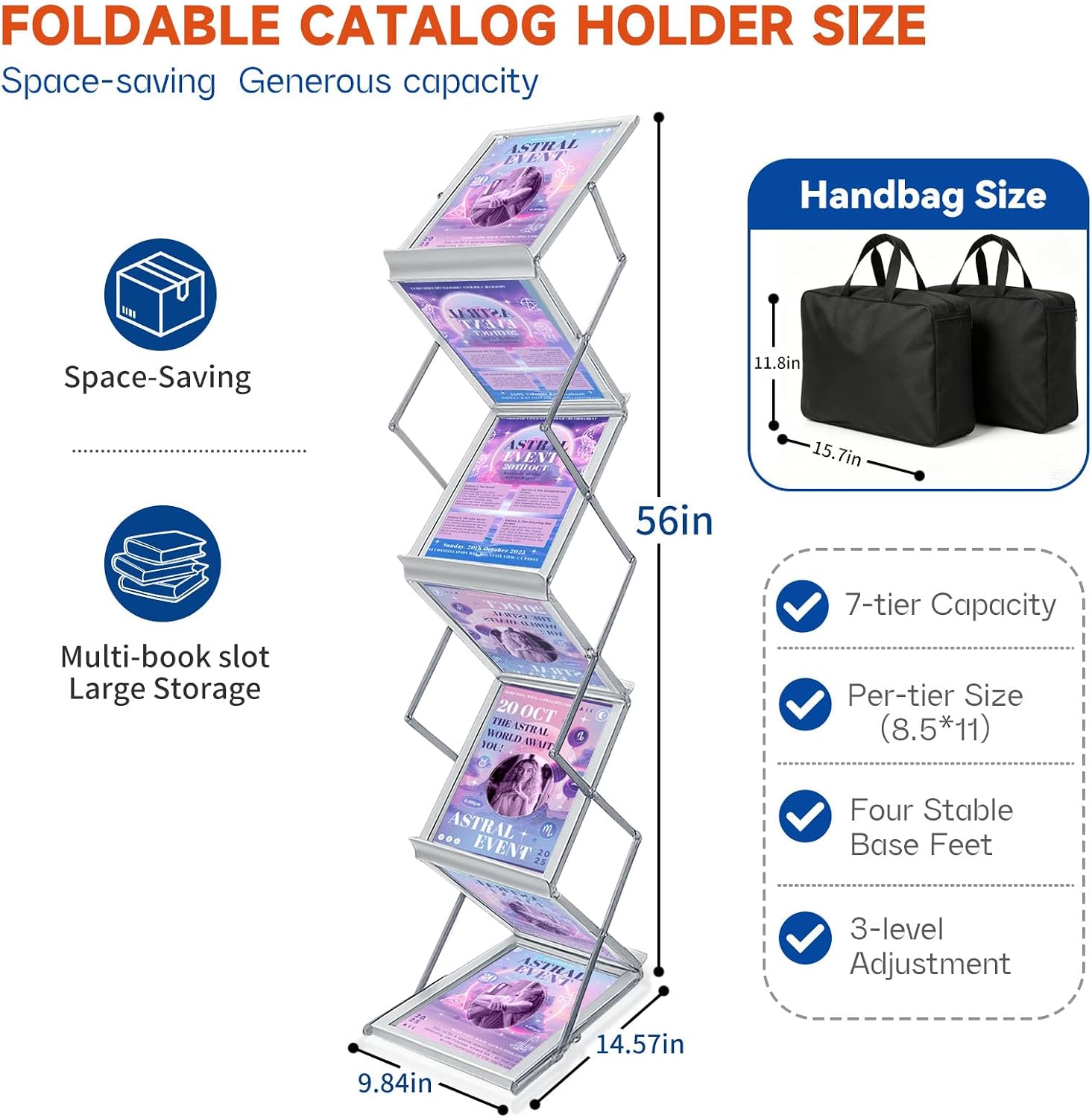 Brochure Display Stand, Magazine Literature Rack, 1-Pack Silver