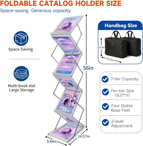 Brochure Display Stand, Magazine Literature Rack, 1-Pack Silver