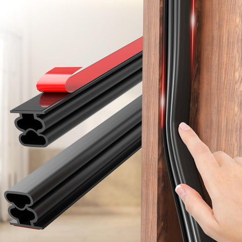 alophoty Door Weather Stripping Door Seal Strip, 33Ft, Black, 0.39"×0.39"