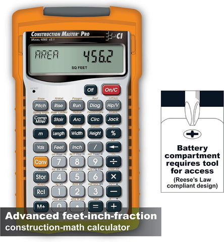 Calculated Industries 4065 Construction Master Pro Advanced Construction Math Feet-inch-Fraction Calculator for Contractors, Estimators, Builders, Framers, Remodelers, Renovators and Carpenters