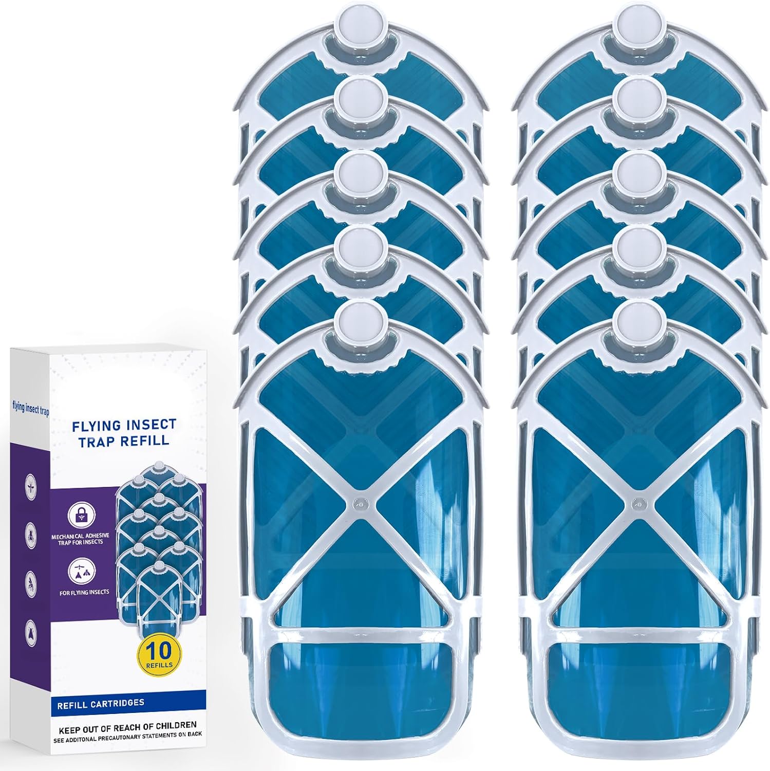 10 Pack Refill Cartridges, 2026 Upgraded Flying Insect Trap Refills Compatible with Flying Insect Trap Indoor Light M364 M364A Fully Compatible Size,Fly Catcher Trap (10 Refill Cartridges)